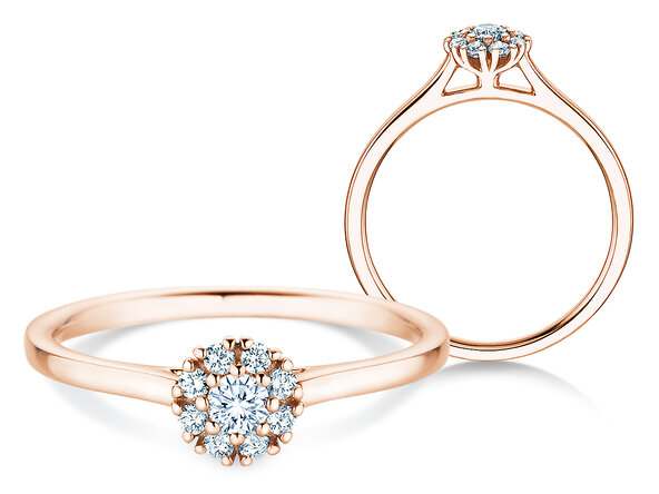 Verlobungsring Bloom in 18K Roségold mit Diamanten 0,22ct G/SI