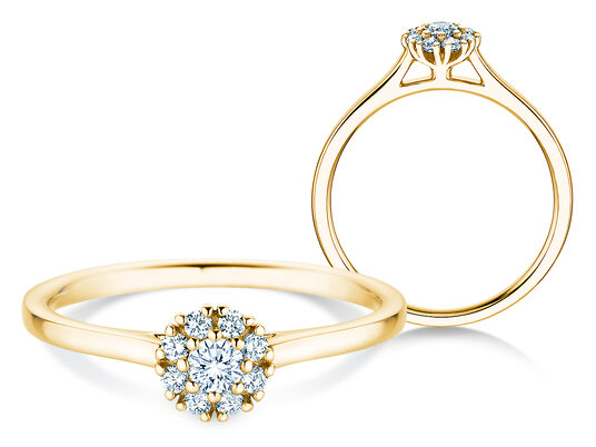 Verlobungsring Bloom in 9K Gelbgold mit Diamanten 0,22ct G/SI