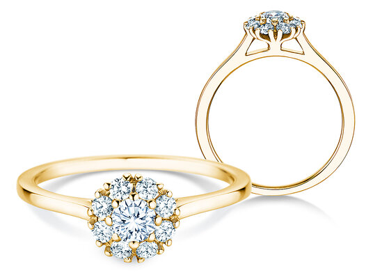 Verlobungsring Bloom in 14K Gelbgold mit Diamanten 0,49ct G/SI