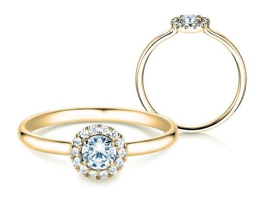 Verlobungsring Flower in 18K Gelbgold mit Diamanten 0,33ct G/SI
