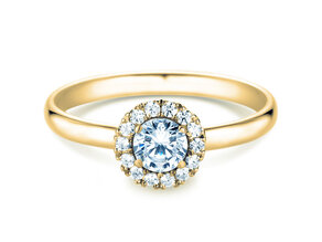 Verlobungsring Flower in 14K Gelbgold mit Diamanten 0,49ct G/SI