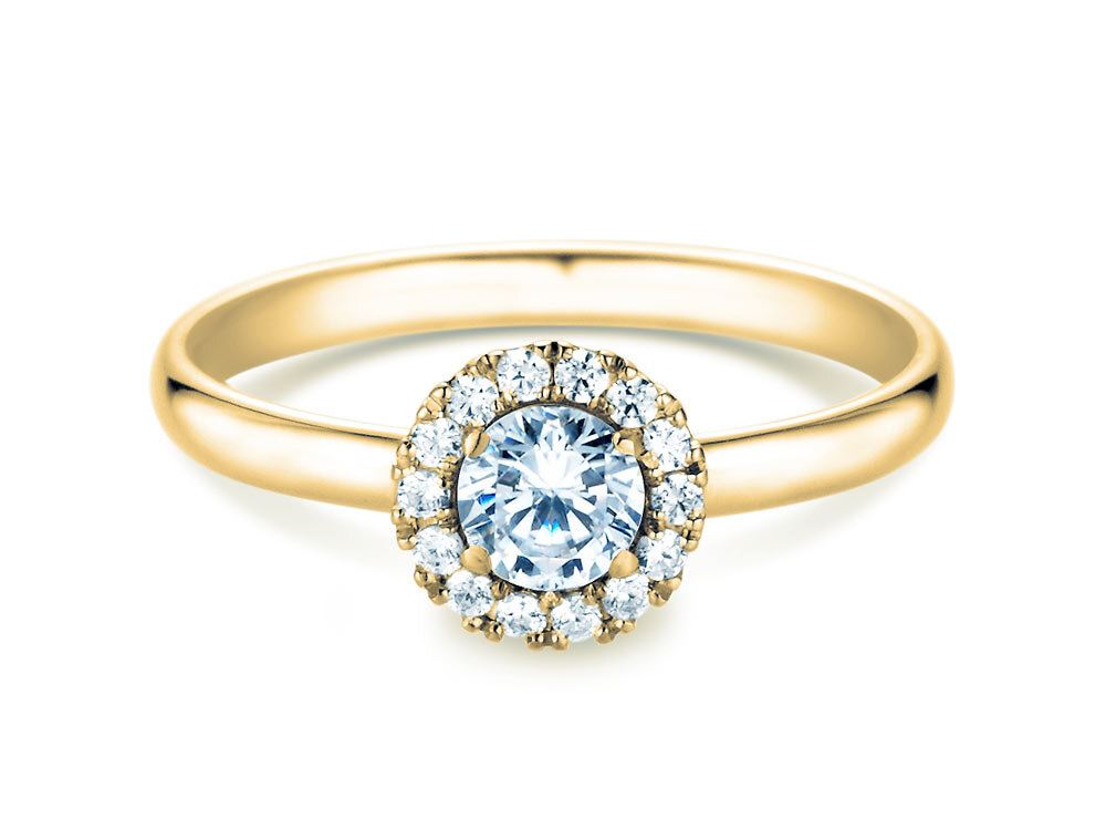 Verlobungsring Flower in 18K Gelbgold mit Diamanten 0,49ct G/SI