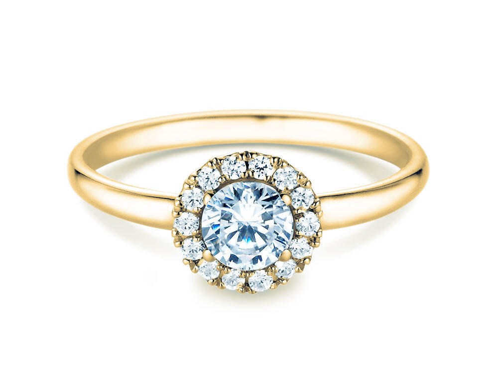 Verlobungsring Flower in 9K Gelbgold mit Diamanten 0,97ct G/SI