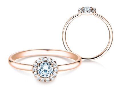 Verlobungsring Flower in 18K Roségold mit Diamanten 0,33ct G/SI