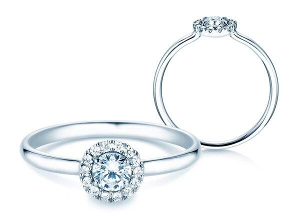 Verlobungsring Flower in 18K Weißgold mit Diamanten 0,33ct G/SI