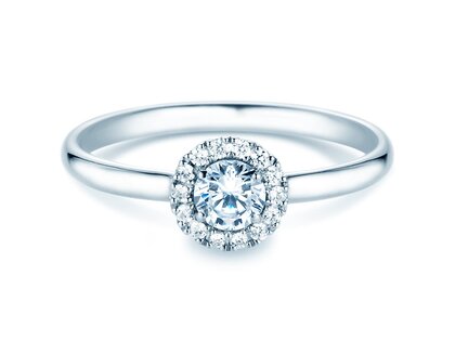 Verlobungsring Flower in 18K Weißgold mit Diamanten 0,33ct G/SI
