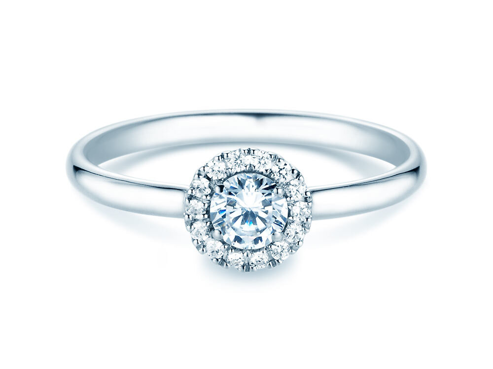 Verlobungsring Flower in 9K Weißgold mit Diamanten 0,33ct G/SI