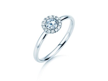 Verlobungsring Flower in 18K Weißgold mit Diamanten 0,33ct G/SI