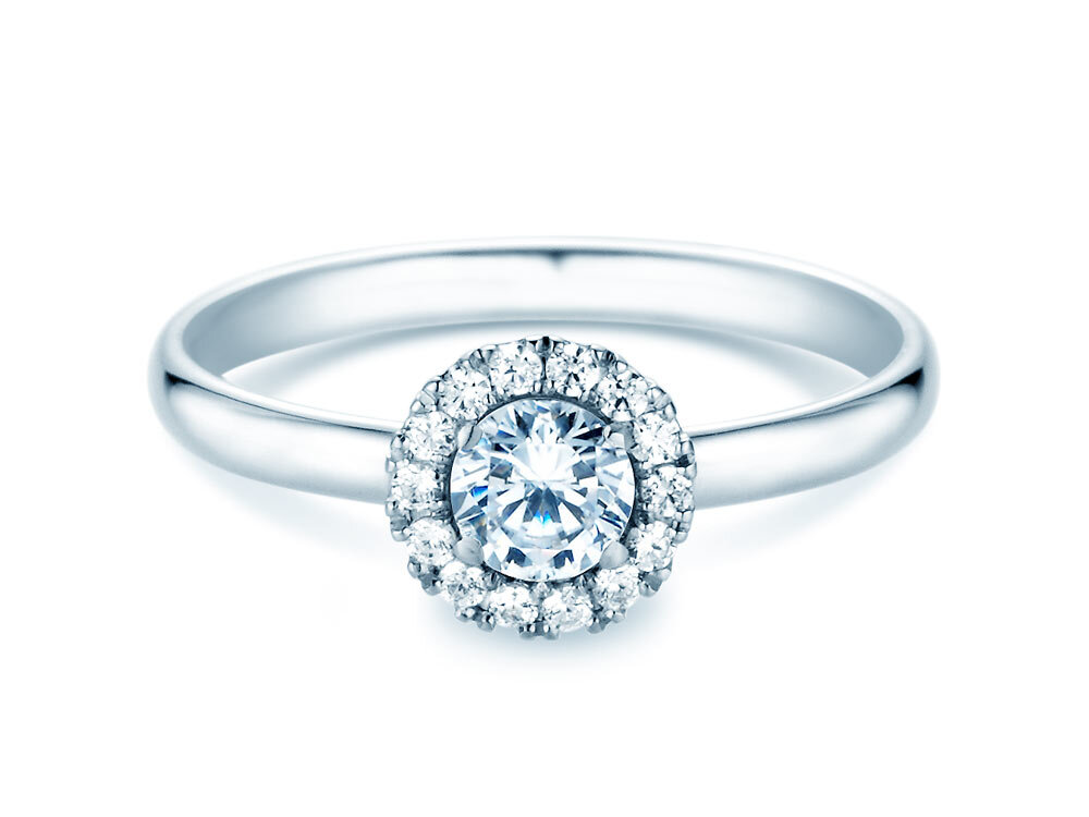 Verlobungsring Flower in 9K Weißgold mit Diamanten 0,49ct G/SI