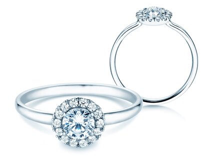Verlobungsring Flower in 18K Weißgold mit Diamanten 0,77ct G/SI