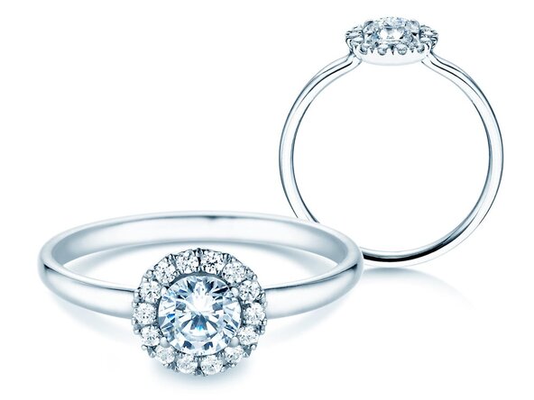 Verlobungsring Flower in 18K Weißgold mit Diamanten 0,77ct G/SI
