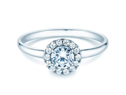 Verlobungsring Flower in 18K Weißgold mit Diamanten 0,77ct G/SI
