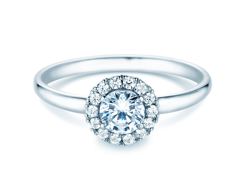 Verlobungsring Flower in 18K Weißgold mit Diamanten 0,87ct G/SI