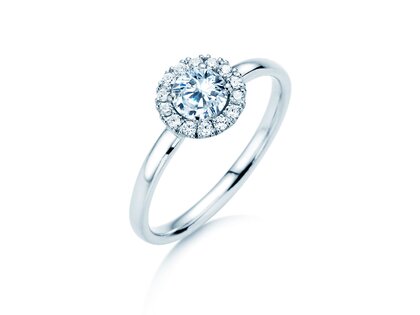 Verlobungsring Flower in 18K Weißgold mit Diamanten 0,77ct G/SI
