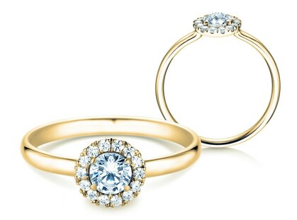 Verlobungsring Flower in 14K Gelbgold mit Diamanten 0,49ct