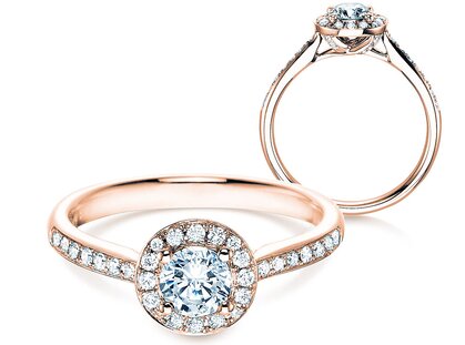 Verlobungsring Halo Classic in 18K Roségold mit Diamanten 0,78ct G/SI