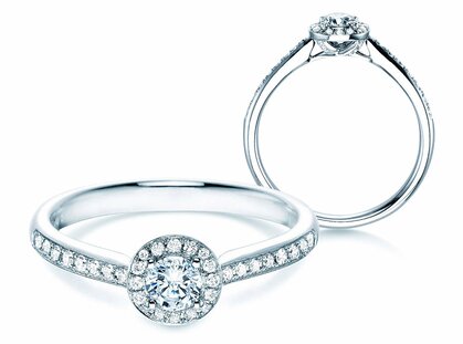 Verlobungsring Halo Petite in 18K Weißgold mit Diamanten 0,50ct G/SI