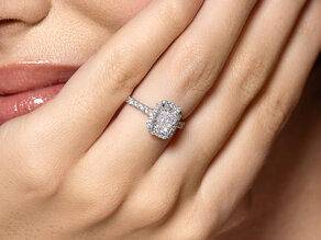 Verlobungsring Radiant Halo Pavé in 14K Gelbgold mit Diamanten 2,02ct G/SI