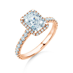 Verlobungsring Radiant Halo Pavé in Roségold