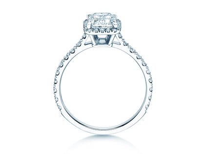 Verlobungsring Radiant Halo Pavé in 14K Weißgold mit Labordiamanten 2,02ct E/VS