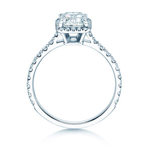 Verlobungsring Radiant Halo Pavé in 14K Weißgold mit Labordiamanten 2,02ct E/VS