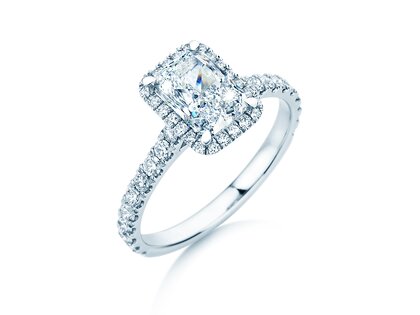 Verlobungsring Radiant Halo Pavé in 14K Weißgold mit Labordiamanten 2,02ct E/VS
