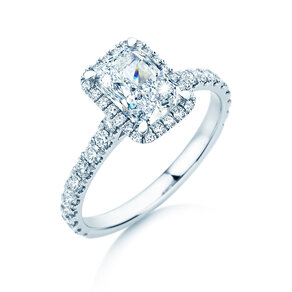 Verlobungsring Radiant Halo Pavé in 14K Weißgold mit Labordiamanten 2,02ct E/VS