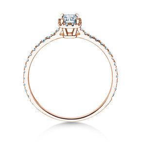 Verlobungsring Radiant Halo Pavé in 14K Roségold mit Labordiamanten 0,58ct E/VS