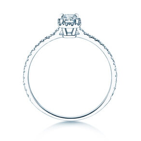 Verlobungsring Radiant Halo Pavé in 9K Weißgold mit Labordiamanten 0,58ct E/VS