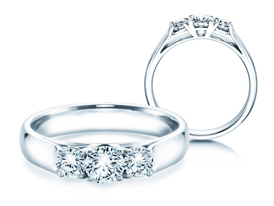 Verlobungsring 3 Stones in 18K Weißgold mit Diamanten 0,75ct G/SI