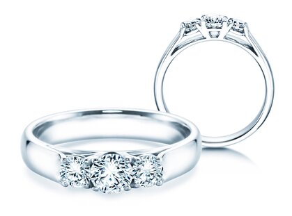 Verlobungsring 3 Stones in 18K Weißgold mit Diamanten 0,75ct