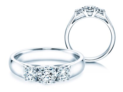 Verlobungsring 3 Stones in 18K Weißgold mit Diamanten 1,00ct G/SI