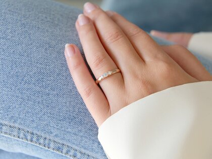 Verlobungsring 3 Stones in 14K Roségold mit Diamanten 0,20ct G/SI