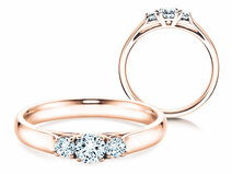 Verlobungsring 3 Stones in 18K Roségold mit Diamanten 0,20ct G/SI