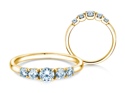 Verlobungsring 5 Diamonds in 14K Gelbgold mit Diamanten 0,60ct G/SI