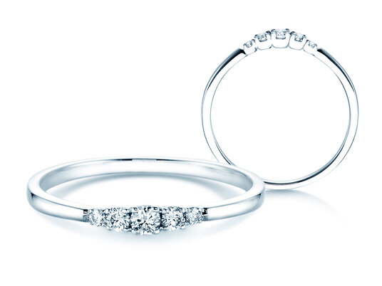 Verlobungsring 5 Diamonds in 14K Weißgold mit Diamanten 0,15ct G/SI