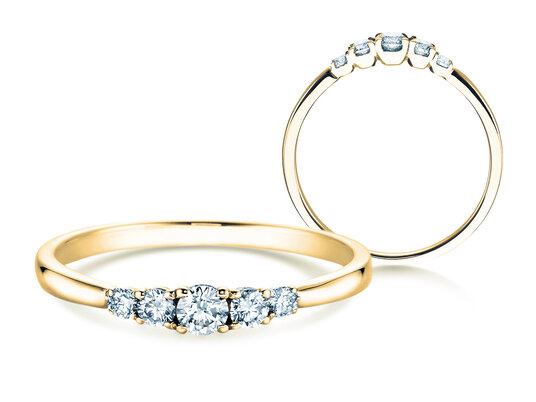 Verlobungsring 5 Diamonds in 18K Gelbgold mit Diamanten 0,25ct G/SI