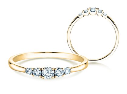 Verlobungsring 5 Diamonds in 9K Gelbgold mit Diamanten 0,15ct G/SI