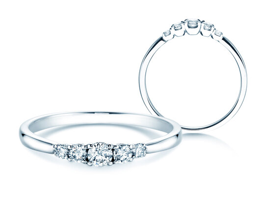 Verlobungsring 5 Diamonds in 18K Weißgold mit Diamanten 0,25ct G/SI