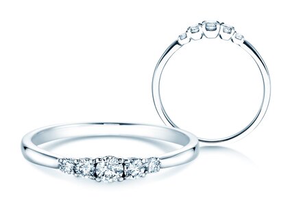 Verlobungsring 5 Diamonds in 18K Weißgold mit Diamanten 0,25ct G/SI