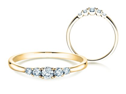 Verlobungsring 5 Diamonds in 18K Gelbgold mit Diamanten 0,15ct G/SI