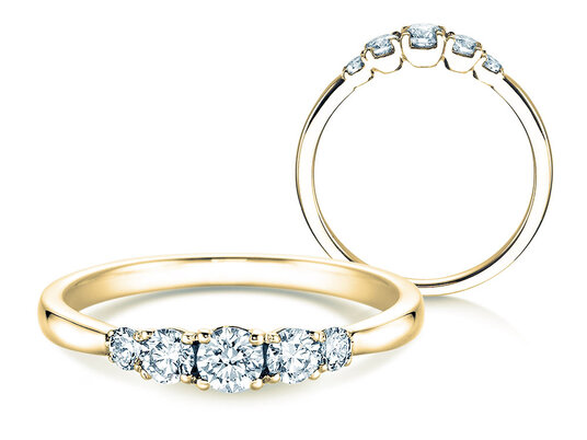 Verlobungsring 5 Diamonds in 18K Gelbgold mit Diamanten 0,40ct G/SI
