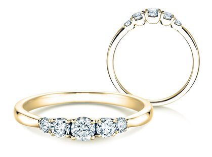 Verlobungsring 5 Diamonds in 18K Gelbgold mit Diamanten 0,40ct G/SI