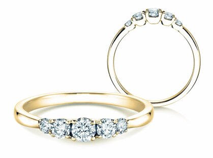 Verlobungsring 5 Diamonds in 18K Gelbgold mit Diamanten 0,40ct G/SI
