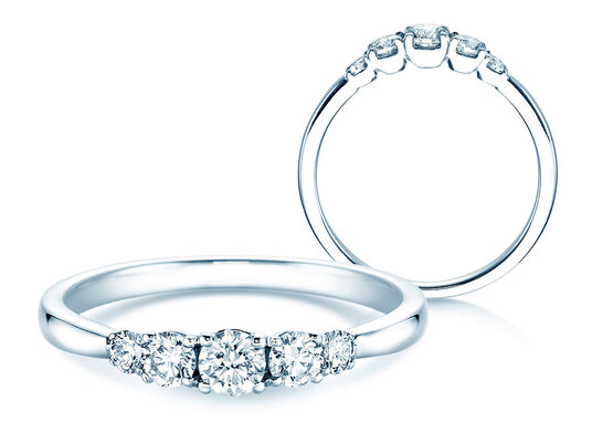 Verlobungsring 5 Diamonds in 14K Weißgold mit Diamanten 0,40ct G/SI
