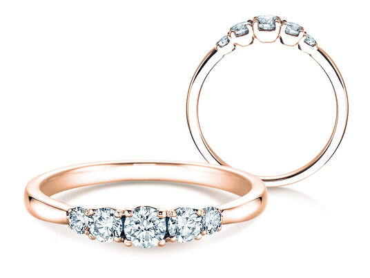 Verlobungsring 5 Diamonds in Roségold
