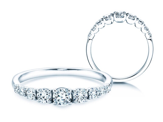Verlobungsring 9 Diamonds in 14K Weißgold mit Diamanten 0,27ct G/SI