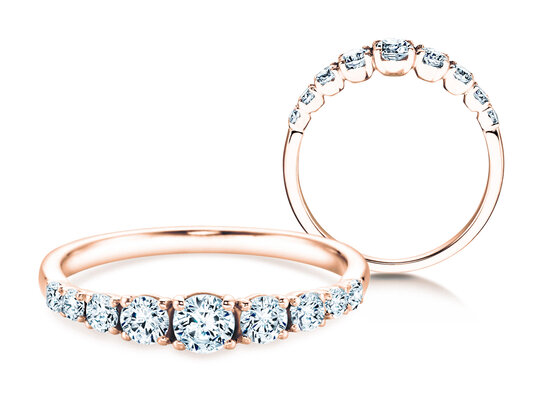 Verlobungsring 9 Diamonds in 18K Roségold mit Diamanten 0,27ct G/SI