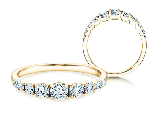 Verlobungsring 9 Diamonds in 18K Gelbgold mit Diamanten 0,27ct G/SI