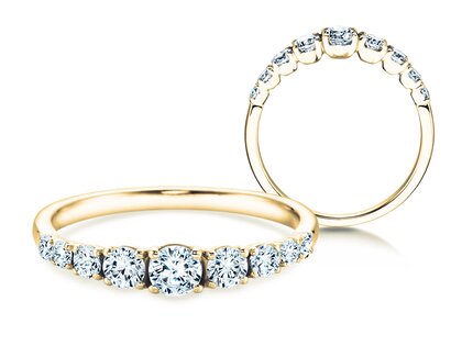 Verlobungsring 9 Diamonds in 18K Gelbgold mit Diamanten 0,61ct G/SI